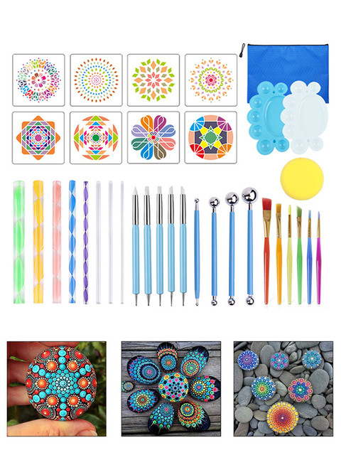 16/18/34/35pcs Mandala Dotting Tools for Painting Rocks Mandala Painting  Dotting Stencil Dot Mandala